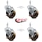 Service Caster 4 Inch High Temp Phenolic Swivel 10mm Threaded Stem Caster Set with Brake SCC-TS20S414-PHRHT-TLB-M1015-4 - alternate 3